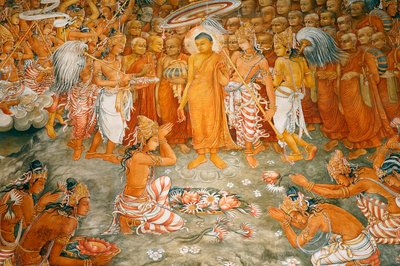 Mural on the Walls of Kelaniya Temple, Kelaniya Vihara, Sri Lanka by Unknown